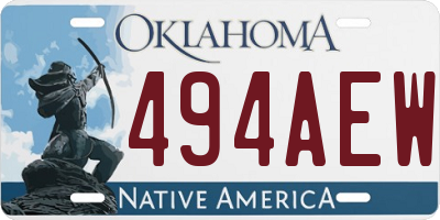 OK license plate 494AEW