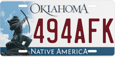 OK license plate 494AFK
