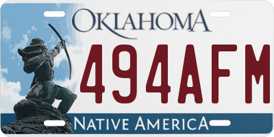 OK license plate 494AFM
