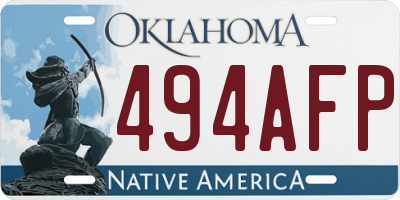 OK license plate 494AFP