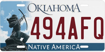 OK license plate 494AFQ