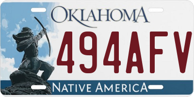 OK license plate 494AFV