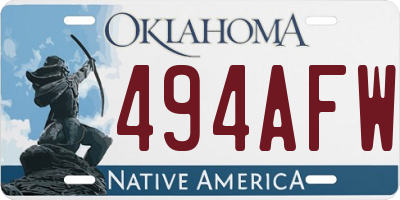 OK license plate 494AFW