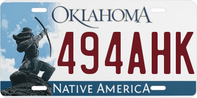 OK license plate 494AHK