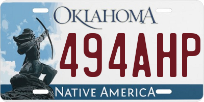 OK license plate 494AHP