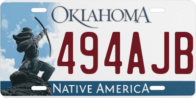 OK license plate 494AJB