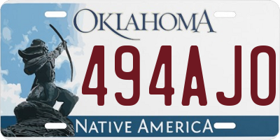 OK license plate 494AJO