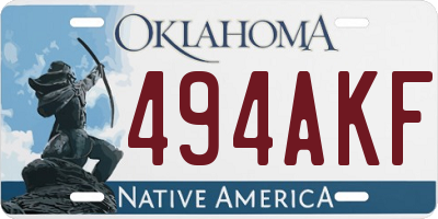 OK license plate 494AKF