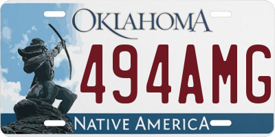 OK license plate 494AMG