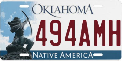 OK license plate 494AMH
