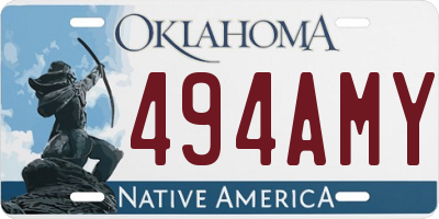 OK license plate 494AMY