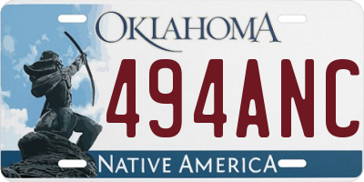 OK license plate 494ANC