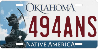 OK license plate 494ANS