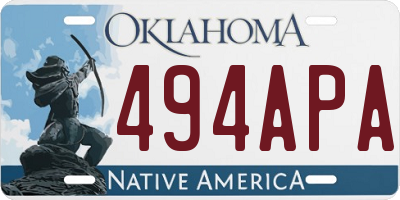 OK license plate 494APA