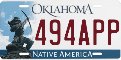 OK license plate 494APP