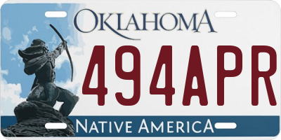 OK license plate 494APR