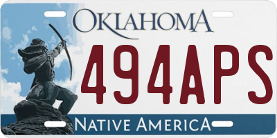 OK license plate 494APS