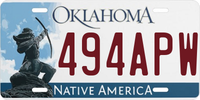 OK license plate 494APW