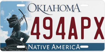 OK license plate 494APX