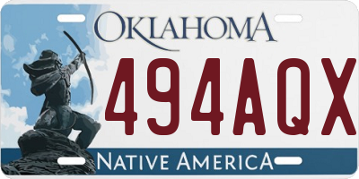 OK license plate 494AQX