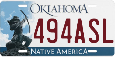 OK license plate 494ASL