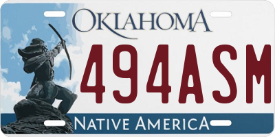 OK license plate 494ASM