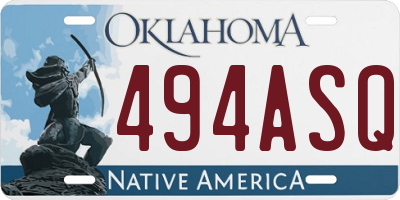OK license plate 494ASQ