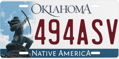 OK license plate 494ASV