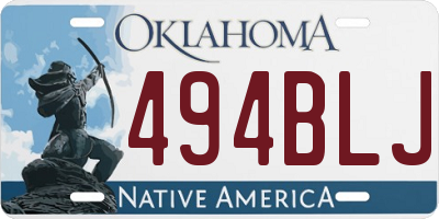 OK license plate 494BLJ