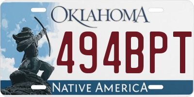 OK license plate 494BPT