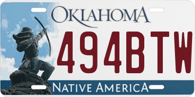 OK license plate 494BTW