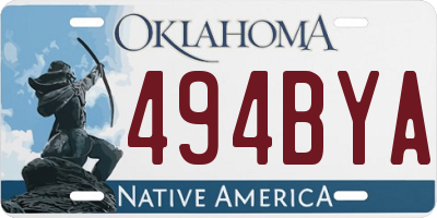 OK license plate 494BYA
