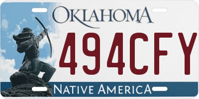 OK license plate 494CFY