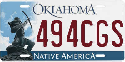 OK license plate 494CGS