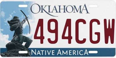 OK license plate 494CGW