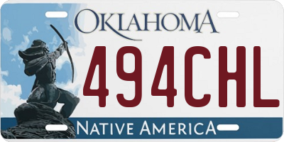 OK license plate 494CHL
