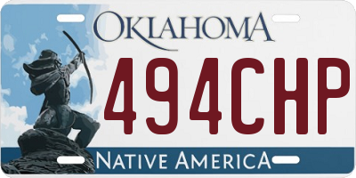OK license plate 494CHP