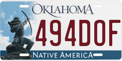 OK license plate 494DOF