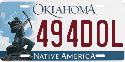 OK license plate 494DOL