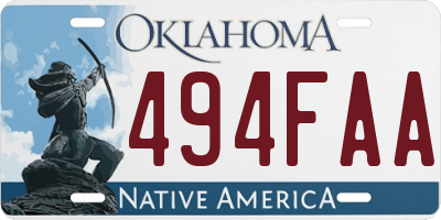 OK license plate 494FAA