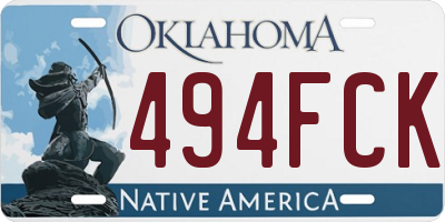 OK license plate 494FCK