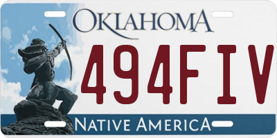 OK license plate 494FIV