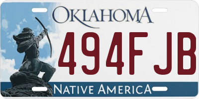 OK license plate 494FJB