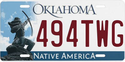 OK license plate 494TWG