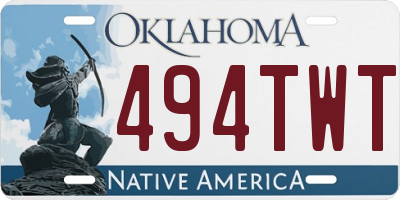 OK license plate 494TWT