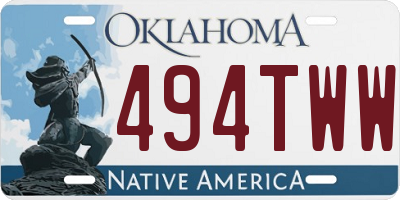 OK license plate 494TWW