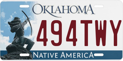 OK license plate 494TWY