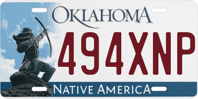 OK license plate 494XNP
