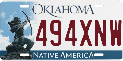 OK license plate 494XNW