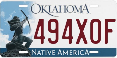 OK license plate 494XOF